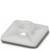 Een witte, vierkante kunststof voet met een centrale verdieping, waarschijnlijk gebruikt voor het stabiliseren van meubilair of apparatuur.
