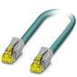 Een groen-geel Ethernet-kabel met twee aansluitingen aan beide uiteinden, geschikt voor netwerkverbindingen in een kantoornetwerk.