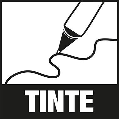 Een gestileerde afbeelding van een pen die een lijn trekt, met het opschrift 'Inkt' eronder.