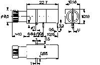 Technische tekening van een elektrische stekkerverbinding met afmetingen, toont zij- en bovenaanzicht met maatvoering in millimeters.