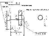 Technische tekening van een flens met afmetingen en toleranties. Gemarkeerd: 'Articulated projection' bij 0,2. Bevat symbolen en lijnen.