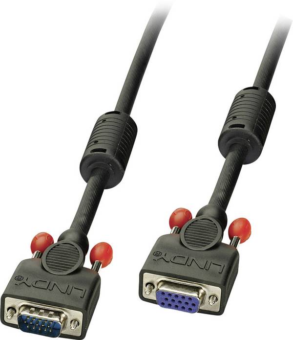 LINDY 36392 VGA-kabel VGA Verlengkabel VGA-stekker 15-polig, VGA-bus 15-polig 1.00 m Zwart Afgeschermd (dubbel)