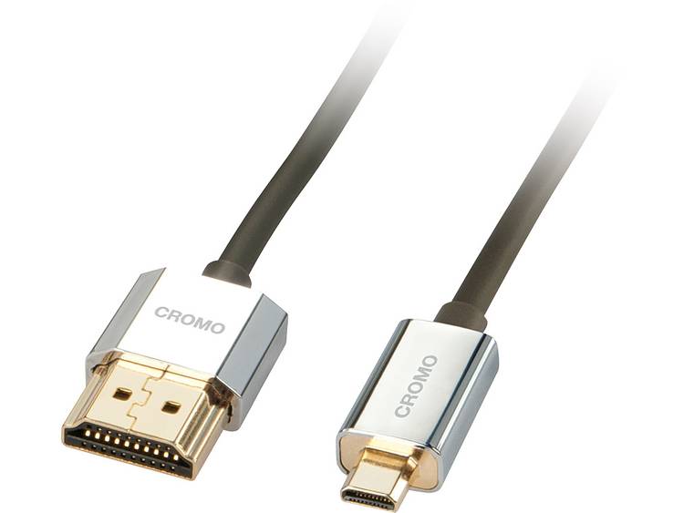 Lindy CROMO Slim HDMI High Speed A-D Kabel, 2m met Ethernet (41682)