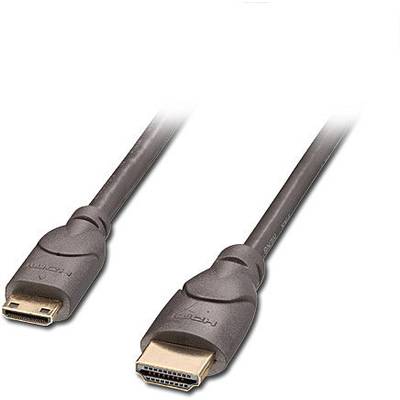 LINDY HDMI Aansluitkabel HDMI-mini-C stekker, HDMI-A stekker 0.50 m Zwart 41030  HDMI-kabel