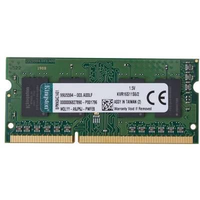 Kingston ValueRAM Werkgeheugenmodule voor laptop   DDR3 2 GB 1 x 2 GB  1600 MHz 204-pins SO-DIMM CL11 KVR16S11S6/2