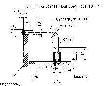 Technische tekening van een lichtsysteem toont afmetingen en montage-openingen. Bevat maateenheden in mm en specifieke instructies.