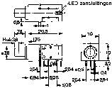 Principeschema van een elektronisch apparaat met LED-aansluiting, weerstanden en transistoren. Gedetailleerde technische tekening.