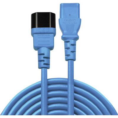 Blauw netsnoer met IEC C14-stekker en C13-aansluiting, geschikt voor computer- of servergebruik.