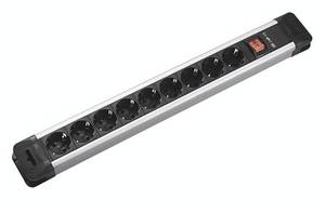 Conrad Bachmann 330.102 Stekkerdoos met schakelaar Zilver, Zwart Randaarde stekker 1 stuk(s) aanbieding