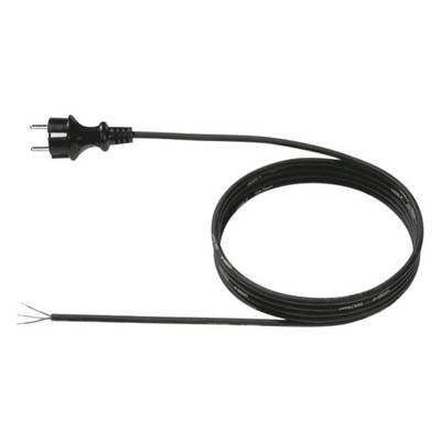 Zwart stroomsnoer met een Eurostekker aan de ene kant en twee onbedekte draadeinden aan de andere kant.