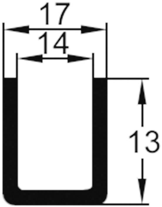 Dwarsdoorsnede van een U-profiel met binnenwijdte 14 mm, buitenwijdte 17 mm en hoogte 13 mm.