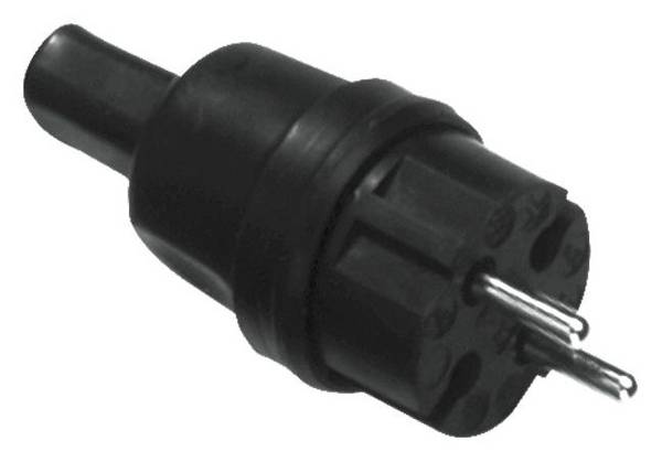 Bachmann 740.002 CEE 7/17 stekker Rubber, Silicone  250 V Zwart IP44
