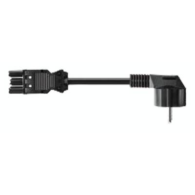 Zwart, rechthoekig stekkervoedingsadapter met kabel. Geschikt voor het aansluiten van elektronische apparaten op stroomvoorzieningen.