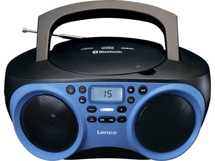 Lenco SCD-501 FM CD-radio AUX, Bluetooth, CD, FM, USB Blauw, Zwart