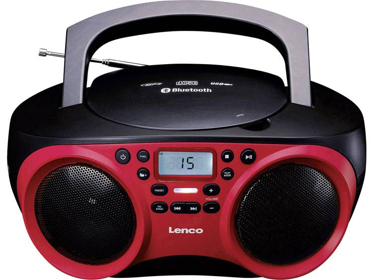 Lenco SCD-501 FM CD-radio AUX, Bluetooth, CD, FM, USB Rood, Zwart