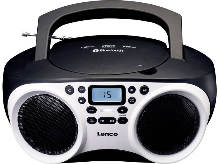 Lenco SCD-501 FM CD-radio AUX, Bluetooth, CD, FM, USB Wit, Zwart