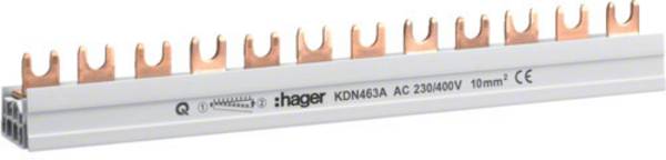 Hager KDN463A Hager faserail 3P+N 10 q 12 mod vork KDN463A Phase busbar Meerdere kleuren 4-polig 63 A 1 stuk(s)