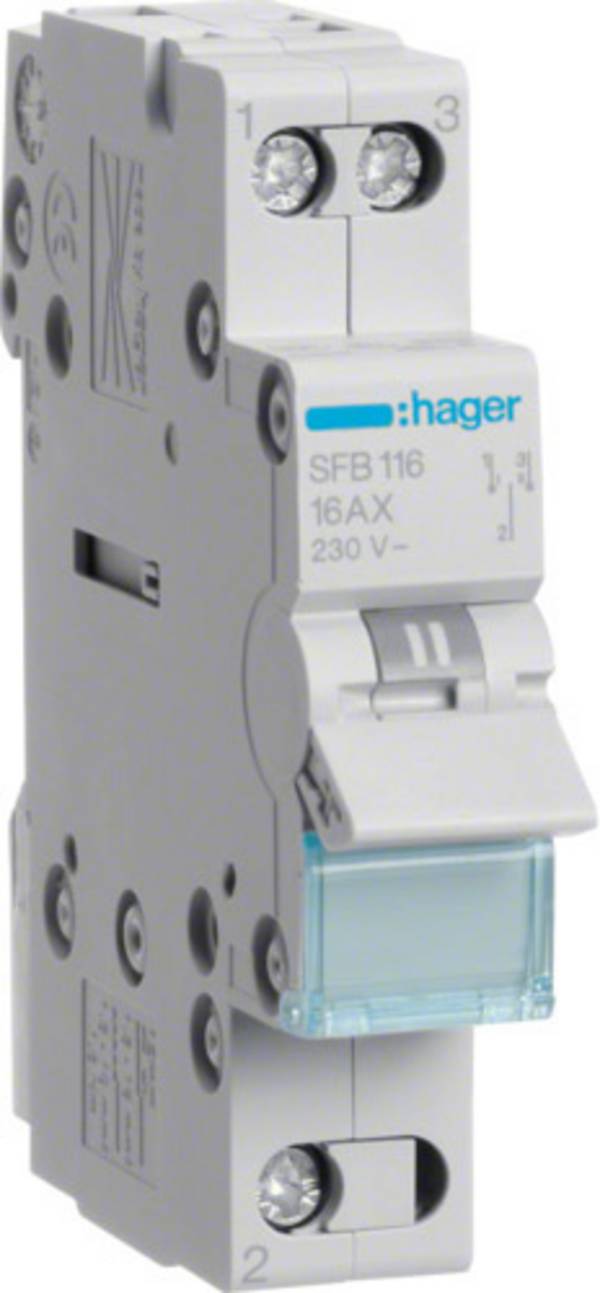 Groepenschakelaar Grijs 16 A 230 V Hager SFB116