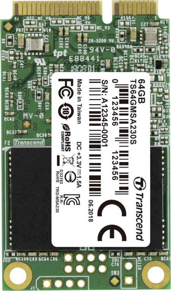 Transcend MSA230S mSATA SSD harde schijf 64 GB mSATA
