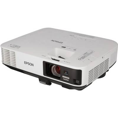 Een witte Epson-projector met HDMI-aansluiting, geschikt voor presentaties in vergaderzalen of klaslokalen.