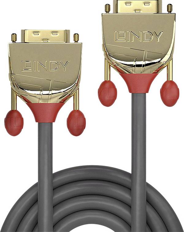 LINDY 36206 DVI-kabel DVI Aansluitkabel DVI-D 24+1-polige stekker, DVI-D 24+1-polige stekker 10.00 m Goud