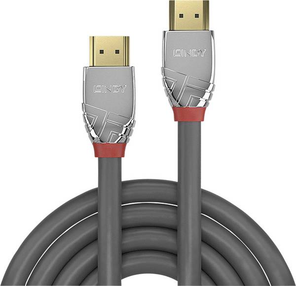 LINDY 37876 HDMI-kabel HDMI Aansluitkabel HDMI-A-stekker, HDMI-A-stekker 10.00 m Grijs 4K UHD