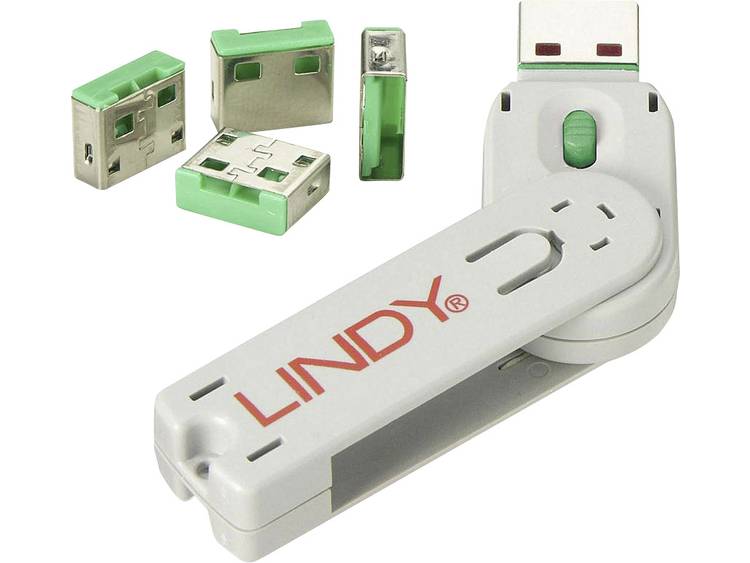 Lindy USB Port Blocker Pack 4, Colour Code: Green (40451)