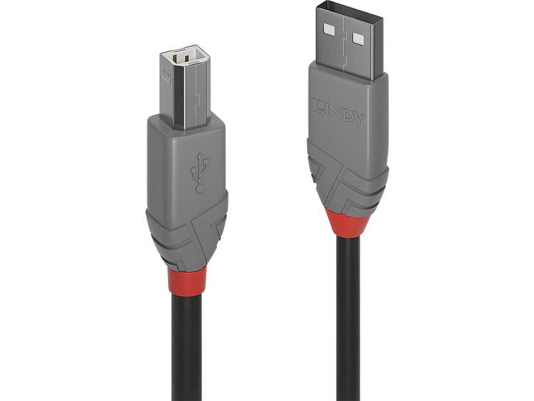 USB 2.0 Aansluitkabel LINDY [1x USB-A 2.0 stekker 1x USB-B 2.0 stekker] 7.5 m Zwart