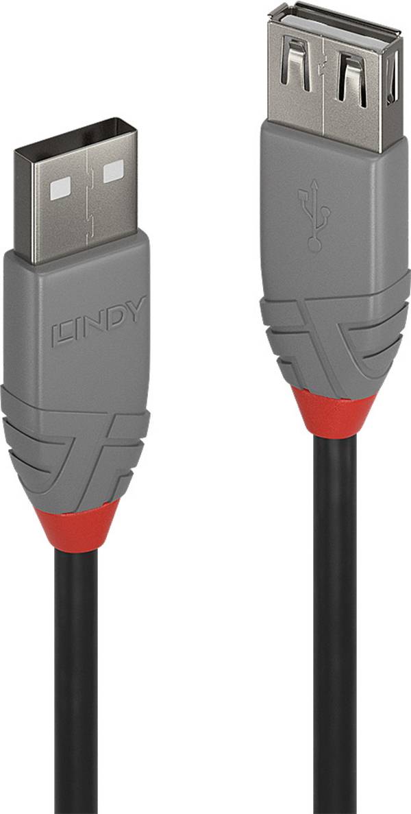 LINDY USB-kabel USB 2.0 USB-A stekker, USB-A bus 0.50 m Zwart Afgeschermd (dubbel) 36701