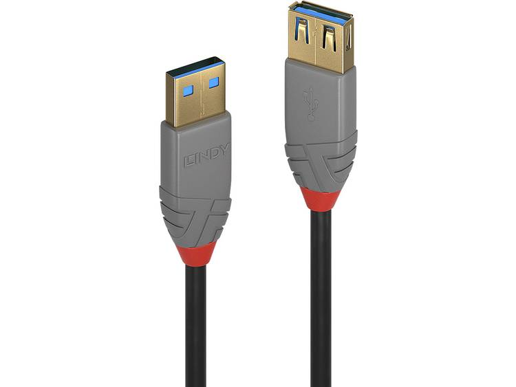 Lindy 36760 0.5m USB A USB A Mannelijk Vrouwelijk Zwart USB-kabel