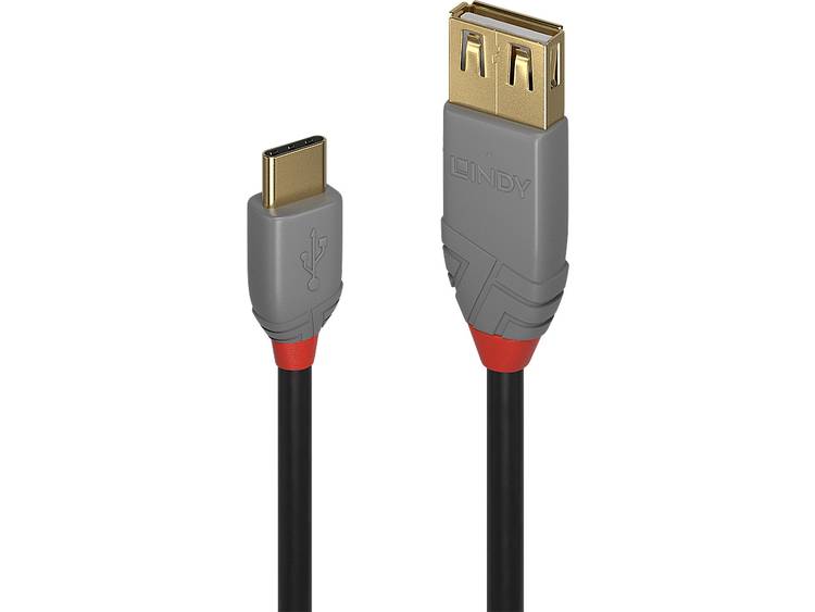 Lindy 36897 0.15m USB A USB C Mannelijk Mannelijk Zwart, Grijs USB-kabel