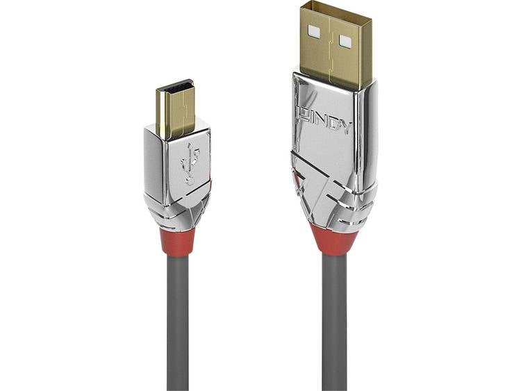 Lindy 36632 2m USB A Mini-USB B Mannelijk Mannelijk Grijs USB-kabel