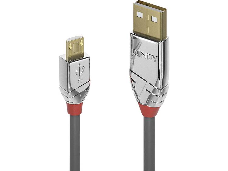 Lindy 36650 0.5m USB A Micro-USB B Mannelijk Mannelijk Grijs USB-kabel