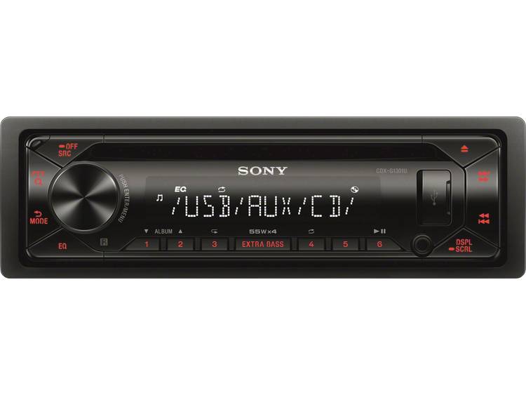 Sony CDX-G1301U CD-USB Autoradio Zwart-Amber