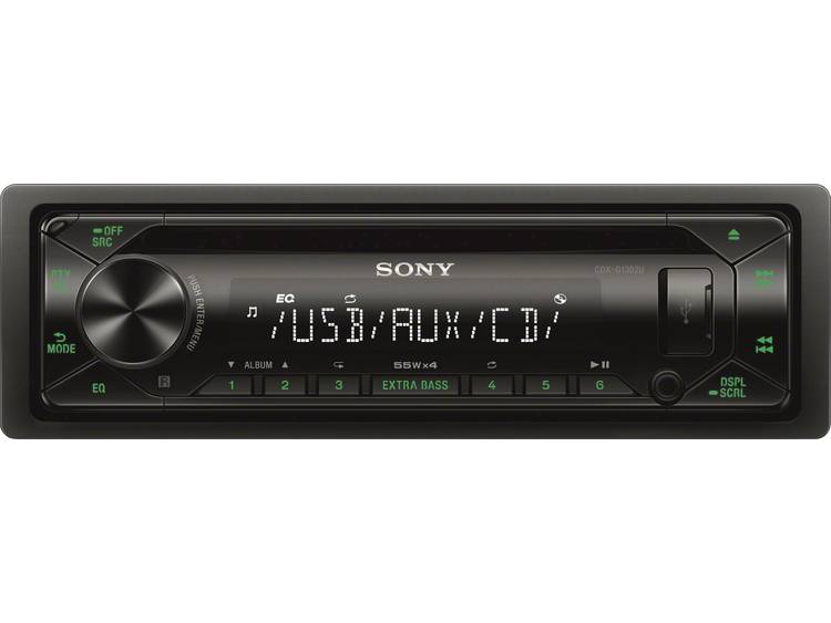 Sony CDX-G1302U CD-USB Autoradio Zwart-Groen