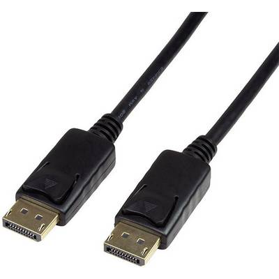 Een zwarte kabel met twee DisplayPort-aansluitingen, die wordt gebruikt voor het verbinden van computers met monitoren.