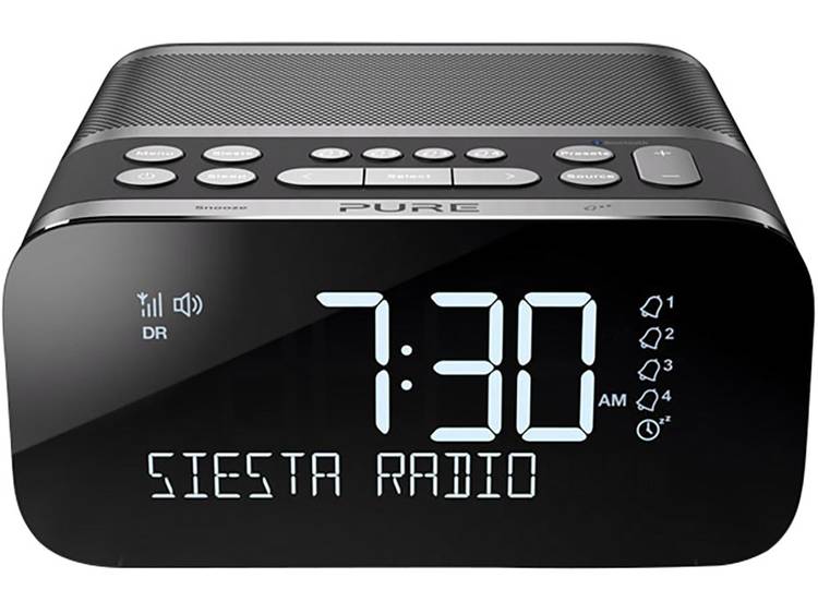 Pure Siesta S6 FM Wekkerradio Bluetooth, FM, USB Accu laadfunctie Antraciet