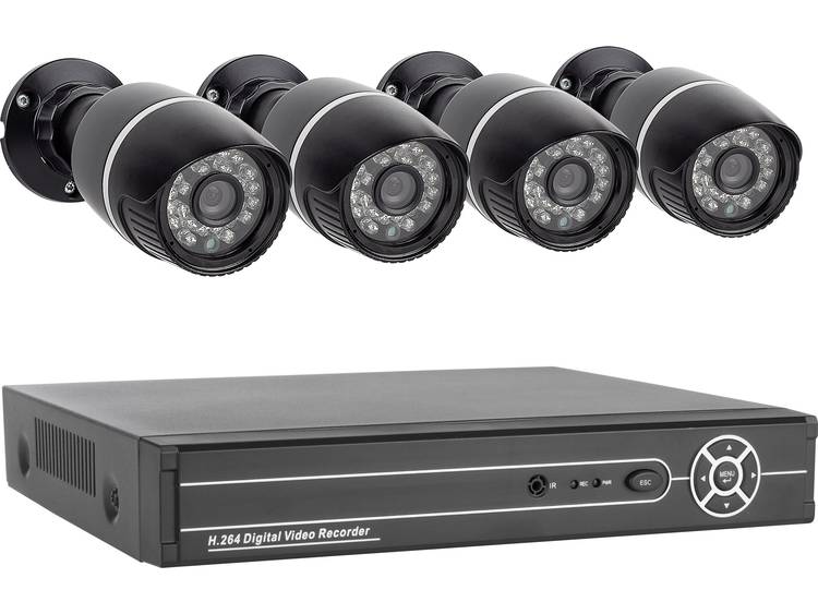 Bewakingscamera-set Analoog, AHD 4-kanaals Met 4 cameras 1280 x 720 pix 500 GB Smartwares 10.100.97 