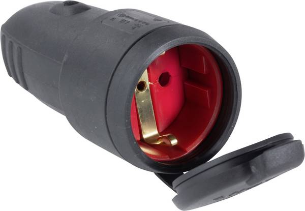 AS Schwabe 60415 Koppeling met randaarde Rubber  230 V Zwart IP44