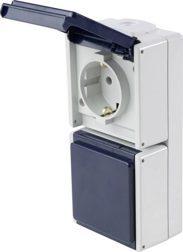 AS Schwabe 62462  Stopcontact (opbouw)   IP54 Grijs