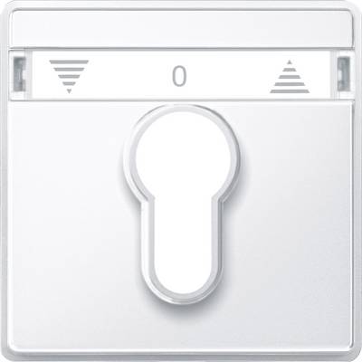 Een witte lichtschakelaar met pijlsymbolen omhoog en omlaag en een centrale aan-/uitpositie, gemarkeerd met '0'.