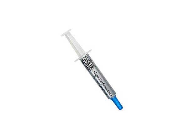 Een spuit met een blauwe zuiger en de tekst 'High Performance' op de cilinder.