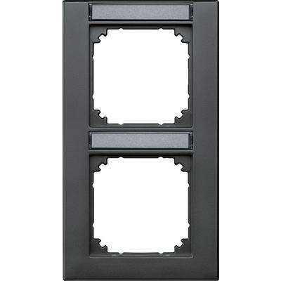 Dubbel frame in zwart zonder inzetstukken, geschikt voor schakelaar- of stopcontactmontage.