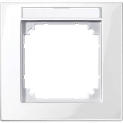 Witte vierkante lichtschakelaarlijst met afgeronde hoeken en een rechthoekige uitsparing bovenaan voor een schakelelement.