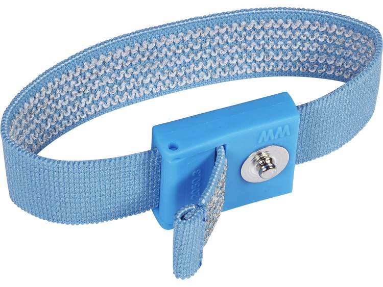 ESD-armband Lichtblauw Wolfgang Warmbier Drukknop 3 mm