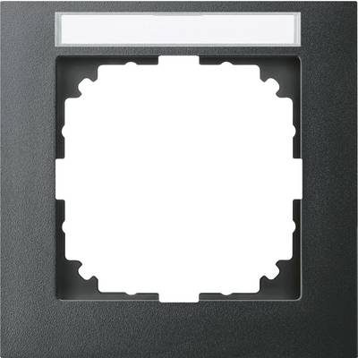 Een vierkante, zwarte schakelaarrand met een witte, lege middensectie, geschikt voor stopcontacten of lichtschakelaars.