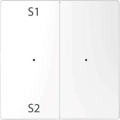 Een witte lichtschakelaar met twee toetsen, gemarkeerd met 'S1' en 'S2'.