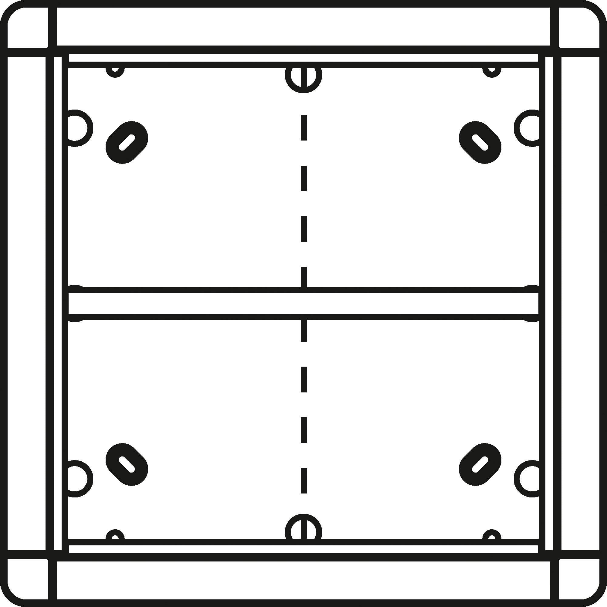 'Diagram van een rechthoekige veldindeling met markeringen en lijnen, mogelijk voor tafeltennis.'