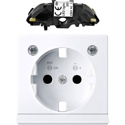 Stopcontact met LED-lichtindicator en 'AAN' en 'UIT' schakelaar. Toont stroomstatus. Bovenaan een uitneembaar LED-module.