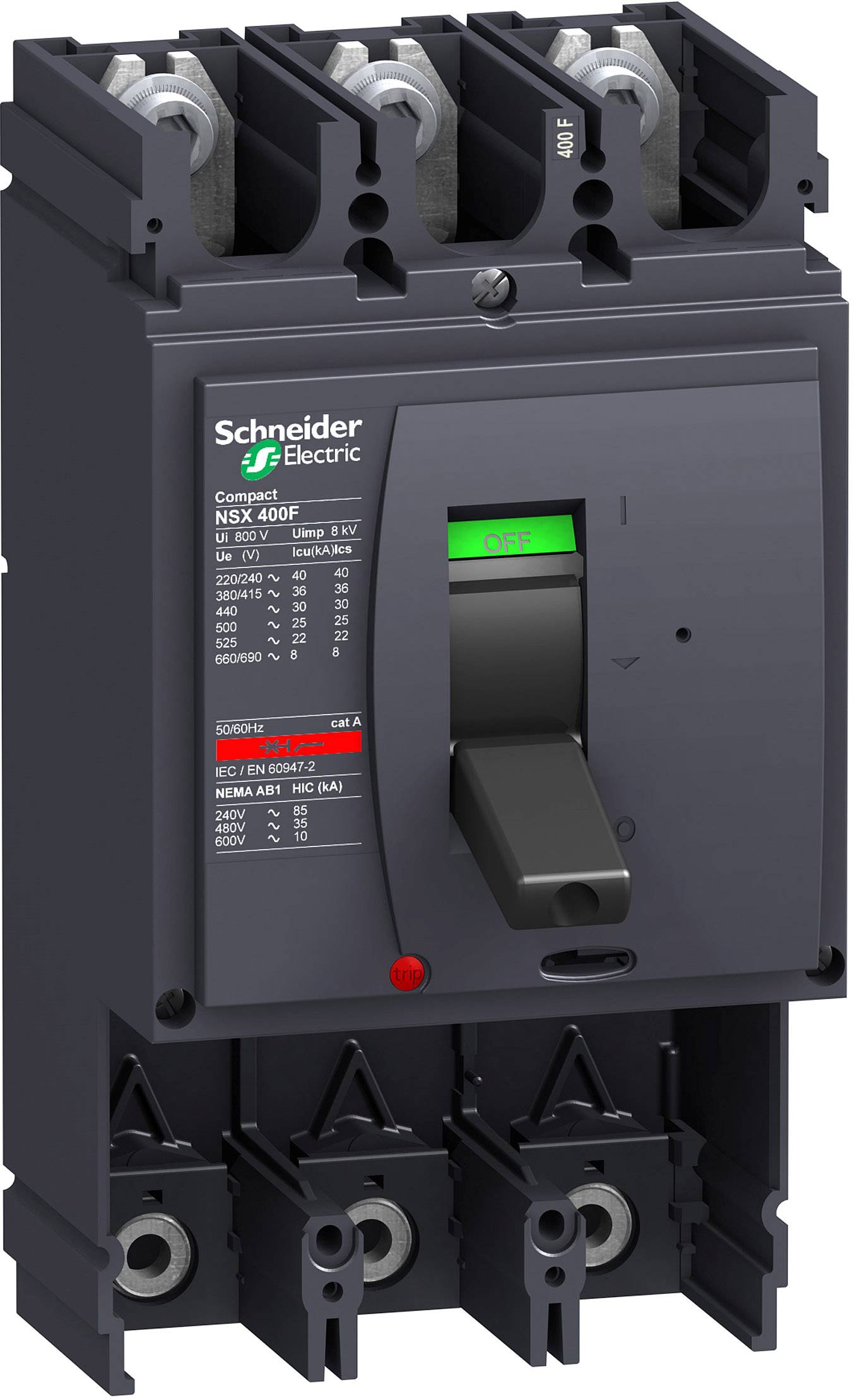 Basisapparaat ComPact NSX400H 3P 70 kA 380/415 VAC zonder uitschakelingsunit